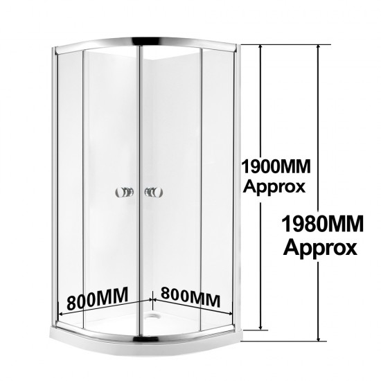 800*800*1900mm 2-Panel Sliding Door Round Shower Box